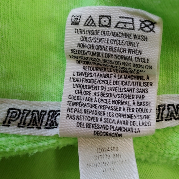 Pink Victoria's Secret Green Pull Over Quarter Zip Oversized Sweatshirt XS - Picture 9 of 12